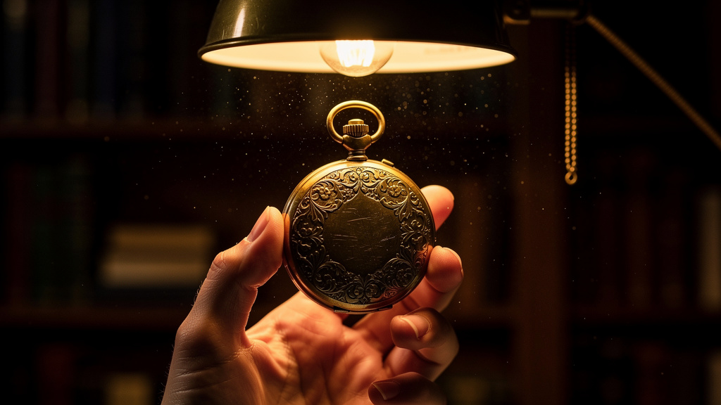 FLUX.2 Pro — antique brass pocket watch macro still